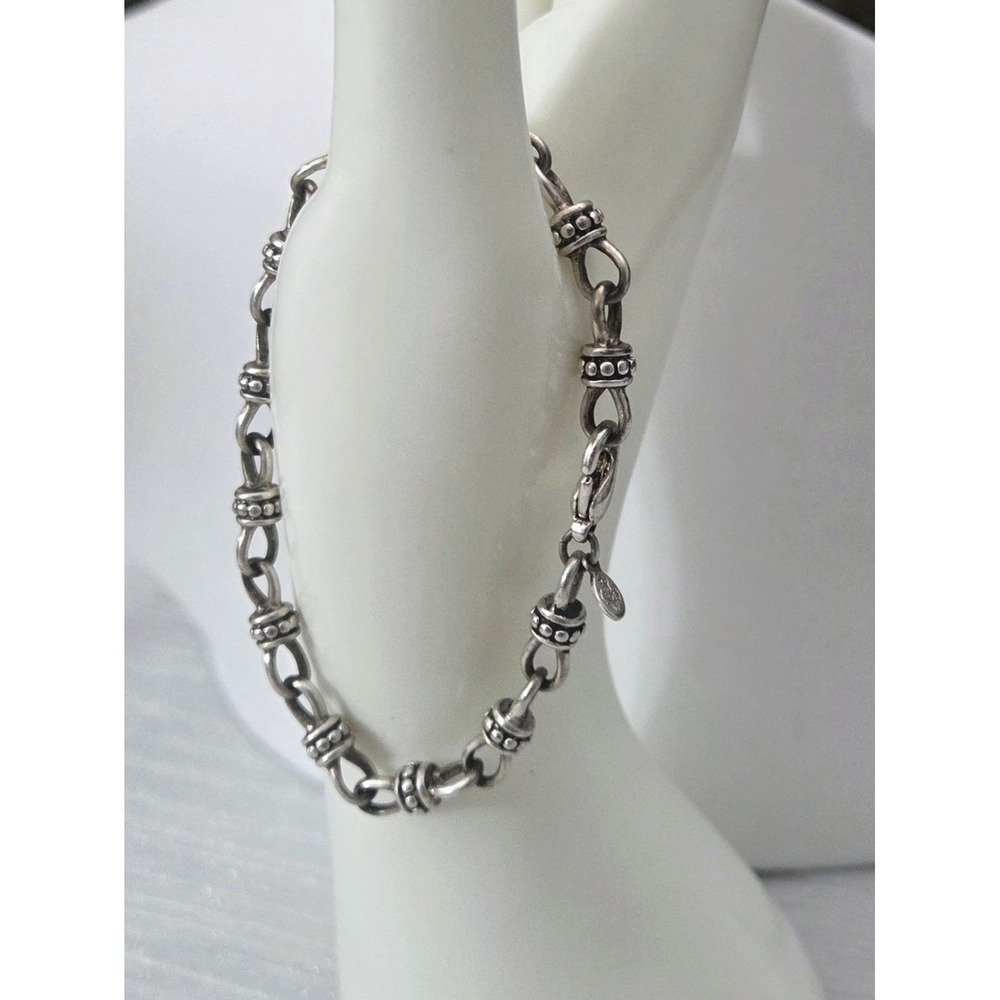 Vintage Premier Designs Lauren Silver Tone Link Pebbled Chain Bracelet 7.75"